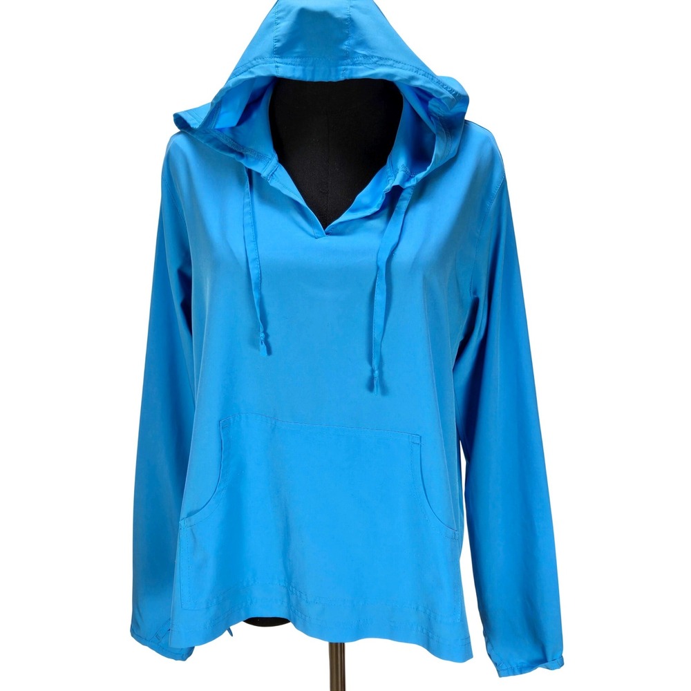 Women's Rip Skirt Large Blue Hooded Beach Cover-Up Pullover Hoodie‎ Beachy SPF